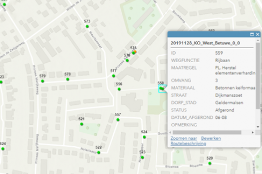 Elementenonderhoud gemeente West-Betuwe in GIS